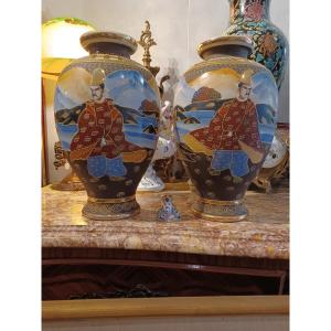 Pair Of Satsuma Vases, Early Twentieth