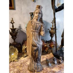 Virgin Polychrome Wood 17th Century