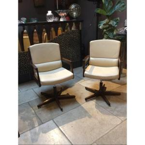 Paire de fauteuils de bureau Design 1970 en cuir 