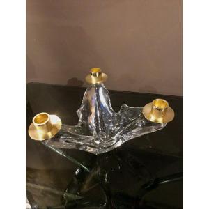 Crystal Candlestick Design 1960 Signed Schneider