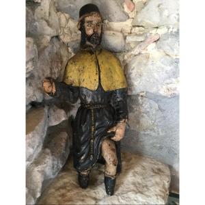 Saint Roch Statue In Carved Wood Painted Polychrome Late Seventeenth Century