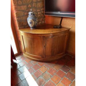 19th Century Curved Walnut Corner Cupboard 