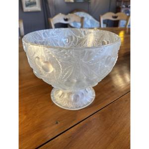 Fruit Bowl, Cherry Decoration, Signed Lalique R France 