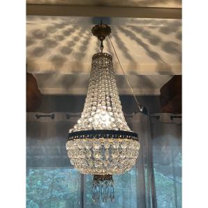 Crystal Cage Chandelier. Late 19th Century 