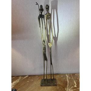 Sculpture Statue, African Tribal Couple XX Century