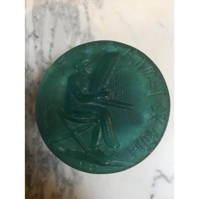 Glass Paste Sculpture Representing A Harpist Daum France