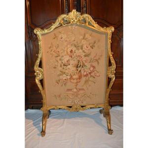 Large Golden Wood Fireplace Screen