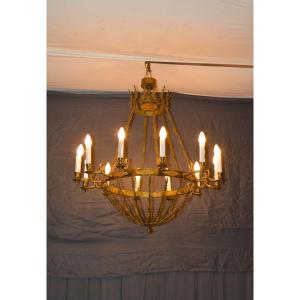 Large Empire-style Bronze Chandelier.