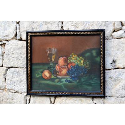 Pastel, Still Life End XIX Signed Oulias?