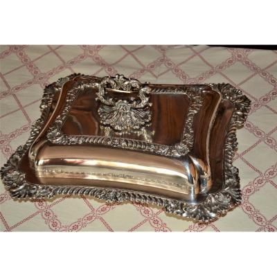 Double Vegetable Dish In Silver Plated Metal