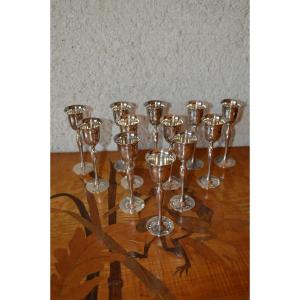 Silver Metal Liquor Glasses.