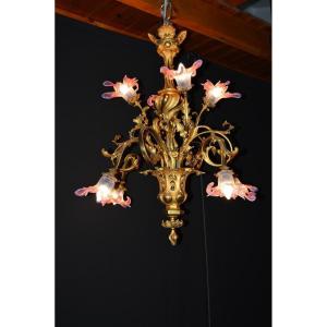 Important Gilt Bronze Chandelier