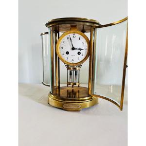 Bronze Oval Cage Pendulum With Curved Glasses