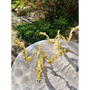 Pair Of Louis XV Gilt Bronze Sconces