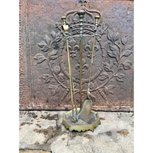 Louis XIV Bronze Fireplace Set