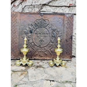 Pair Of Louis XIV Andirons With Zephyrs