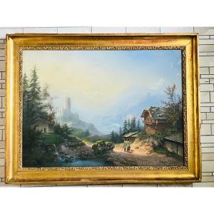 Pastel Landscape Of The Alps 1855