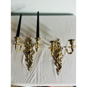 Louis XV Gilt Bronze Sconces