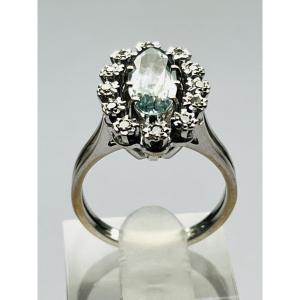 Aquamarine Diamond Ring In White Gold
