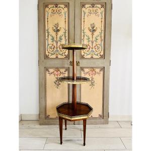 Louis XVI Mute Servant Pedestal Table In Marquetry 