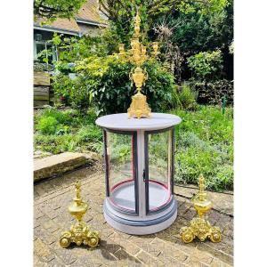 Round Painted Wooden Display Case