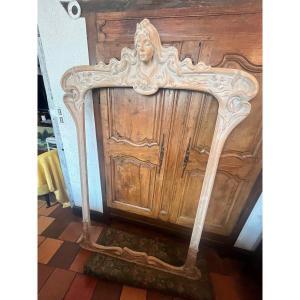 Very Large Art Nouveau Frame Bust Of A Woman In Hard Stone