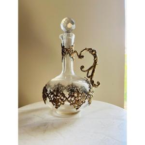 Crystal Carafe With Bronze Frame