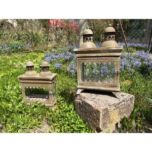 Pair Of Sheet Metal Lanterns 