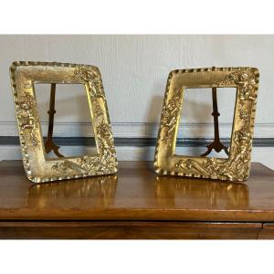 Pair Of Gilt Bronze Frames Decorated With Cherubs