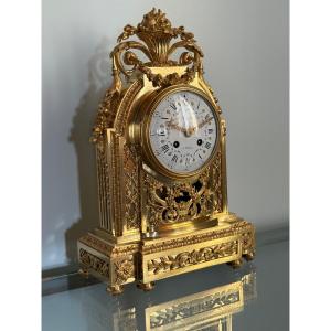 Alfred Beurdeley Louis XVI Clock In Gilt Bronze With Mercury 