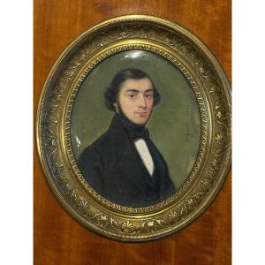 Miniature Portrait Of A Young Aristocrat By Sabatier Jean Baptiste 