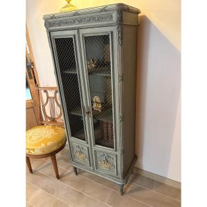 Small Louis XVI Style Display Cabinet In Lacquered Wood 