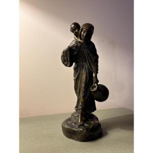 Bronze "mother And Child" Andor Ruff