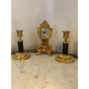 Louis XVI Style Bronze "end-of-table" Candlesticks With Double Patina 