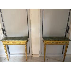 19th-century Venetian Consoles In Painted Wood 