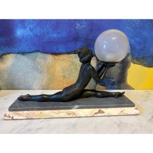 Art Deco Dancing Lamp By  Charles Henri Molins
