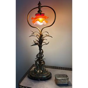 Lamp With Gilded Bronze Dolphins 