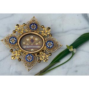 Saint Vincent De Paul Reliquary Gilt Bronze / Cloisonné Enamels