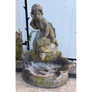 Fountain With Child Straddling A Fish