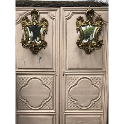 Pair Of Bronze Mirrors Style Louis XIV