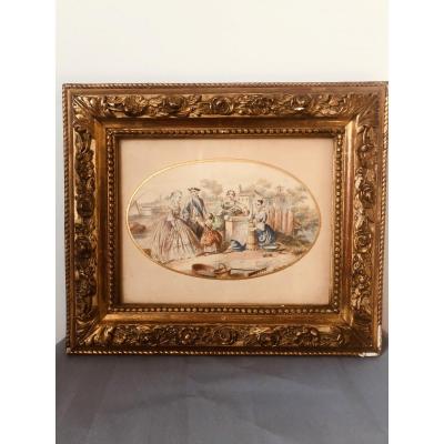 18th Century Drawing Enhanced With Paint