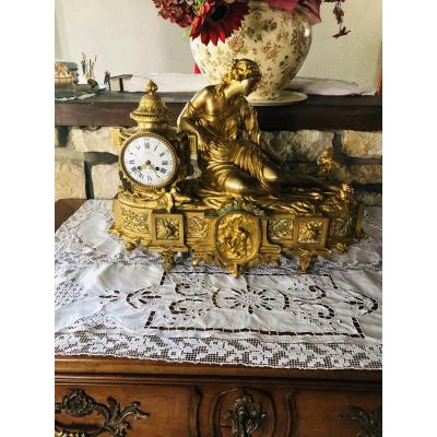 Pendulum In Gilt Bronze Signed Denière