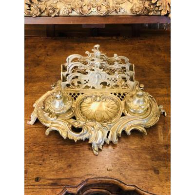 Louis XV Inkwell In Gilded Bronze