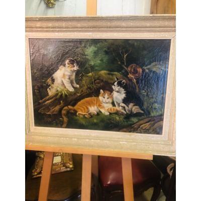 Painting Of 3 Kittens Playing In Nature By J Svobody