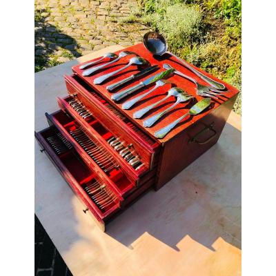 Housewife 112 Pieces Goldsmith Cregut Daniel In Paris In Box.