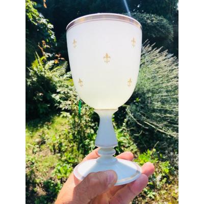 Opaline Chalice With Lily Flowers.