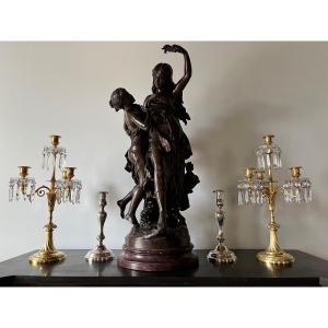 Louis XVI Gilt Bronze And Crystal Candlesticks