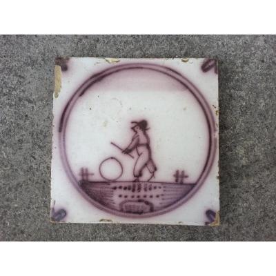 Tile. Earthenware. Desvres. 19th.