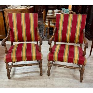 Pair Of Louis XIII Style Armchairs