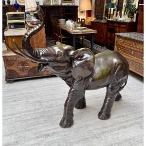 Large Bronze Elephant Signed Stuart